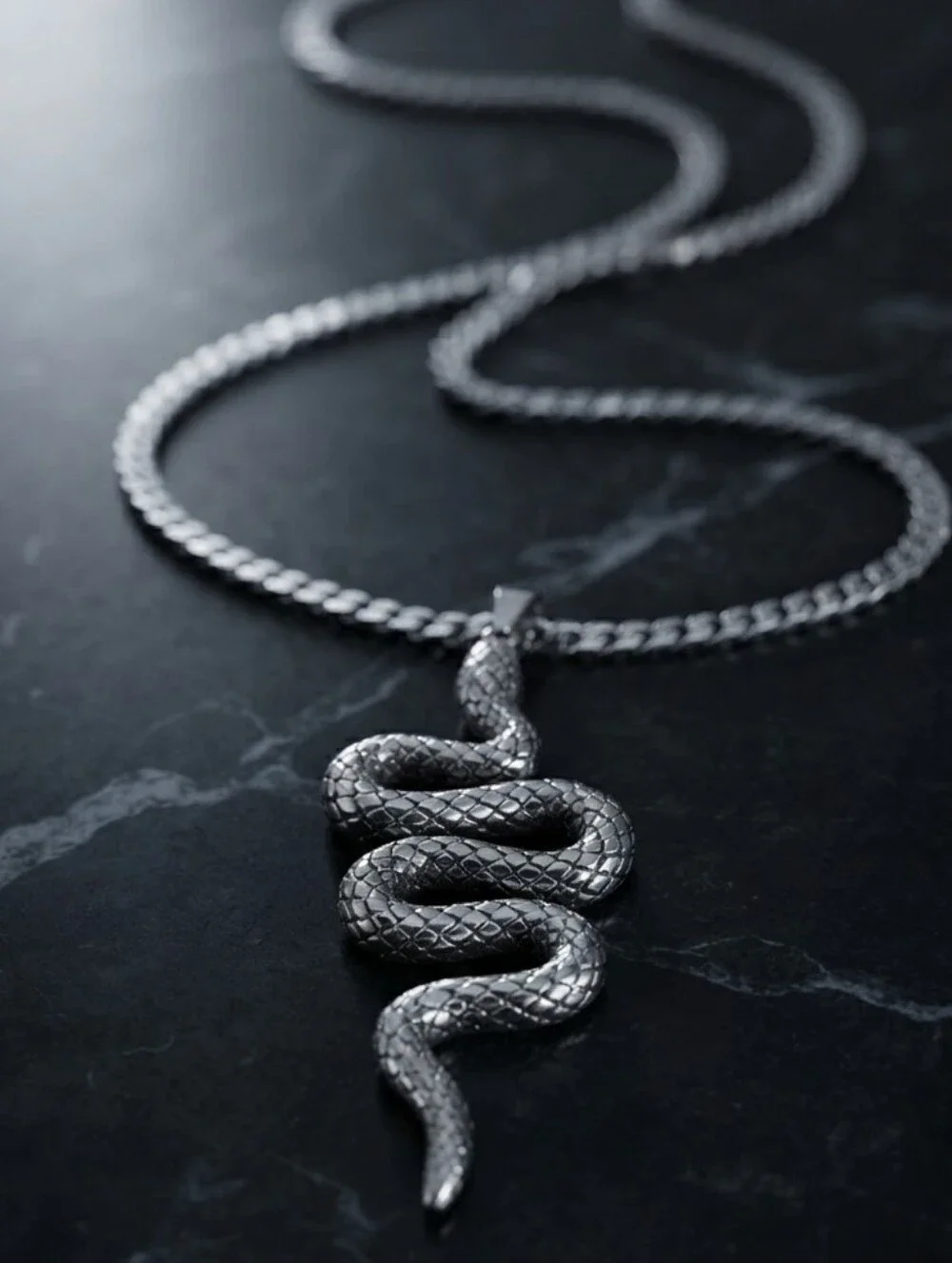 High Quality Stainless Steel Silver Snake Pendant